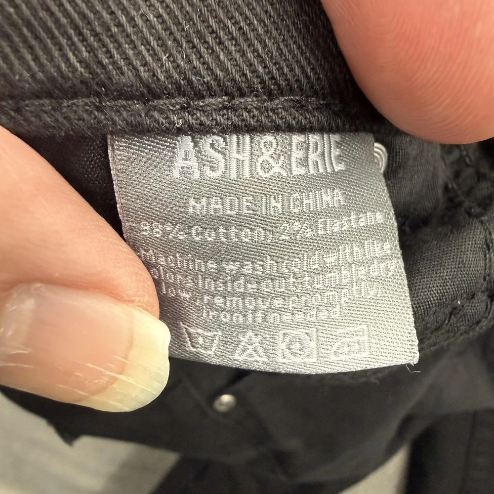 Ash & Erie Jeans Mens 30x29 (Fits 30/28) Black Slim Taper Dark Wash Stretch.